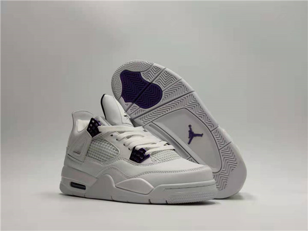 Men's Hot Sale Running weapon Air Jordan 4 White/Purple Shoes 098 Men's Hot Sale Running weapon Air Jordan 4 White/Purple Shoes 098